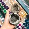Natural Gray Druzy Geode Gold Electroplated Jewelry box