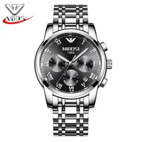 

NIBOSI 2301 Mens Gold Wrist Watch Multi Function Luminous Chronograph Watch Stainless Steel Watch