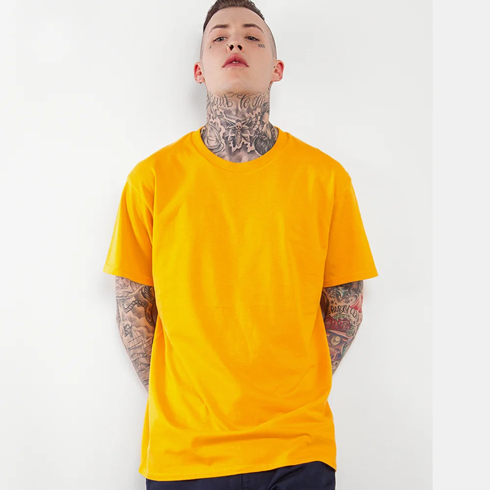 

2019 Wholesale high quality cheap streetwear stylish cotton blank t-shirt round neck gold t-shirt, N/a