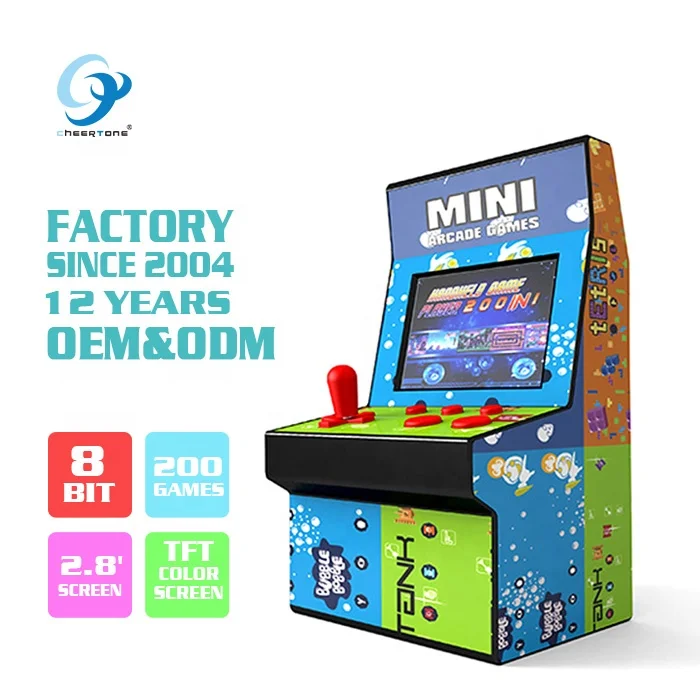 

2019 Fashionable design 8 bit arcade kids games machines CT882B, Black, white, customized