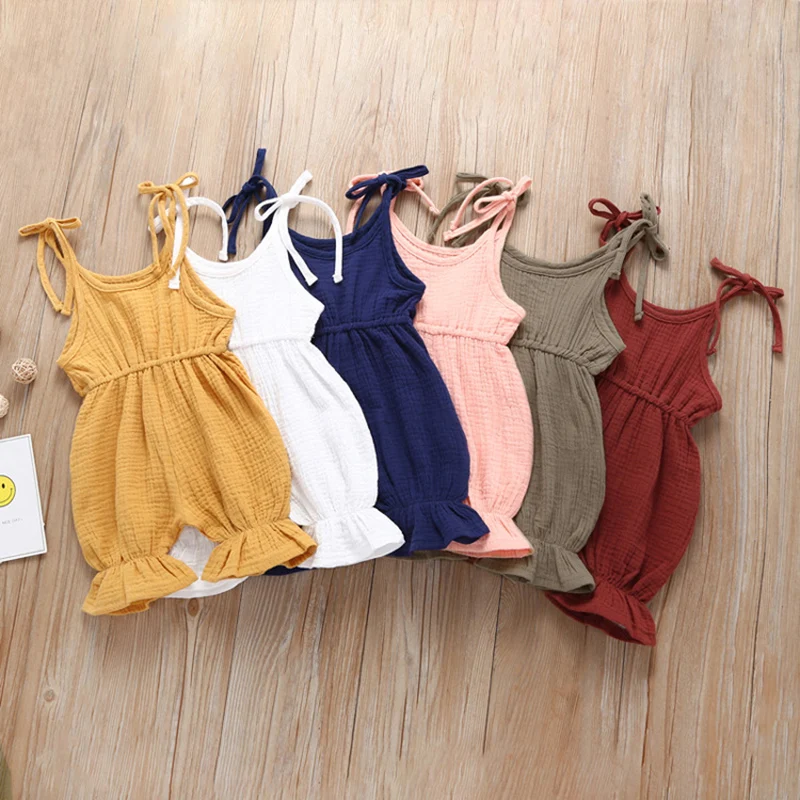 

New Infant jumpsuit cotton cute lace foot climbing clothe baby girl romper summer