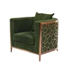 Metal Frame Unique Design Green Velvet Sofa