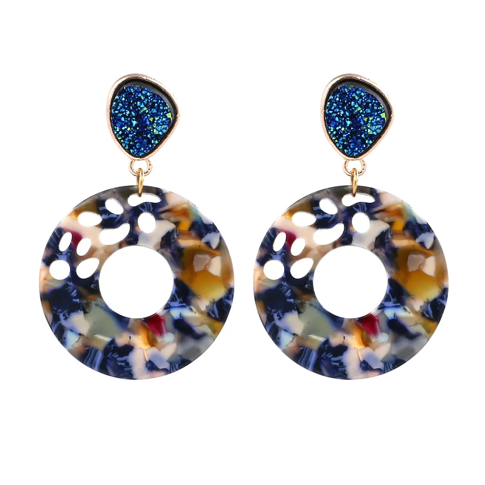 

New Trendy Multi Color Resin Big Round Acrylic Drop Earrings for Women Geometry Statement Earrings ZA Jewelry (KER268), Same as the picture