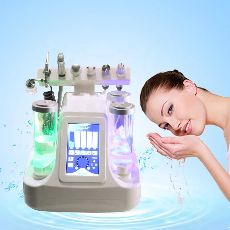 

6 in 1 facial water dermabrasion bio cavittation rf cold hammer oxygen facial deep cleansing Oxygen jet Peeling machine