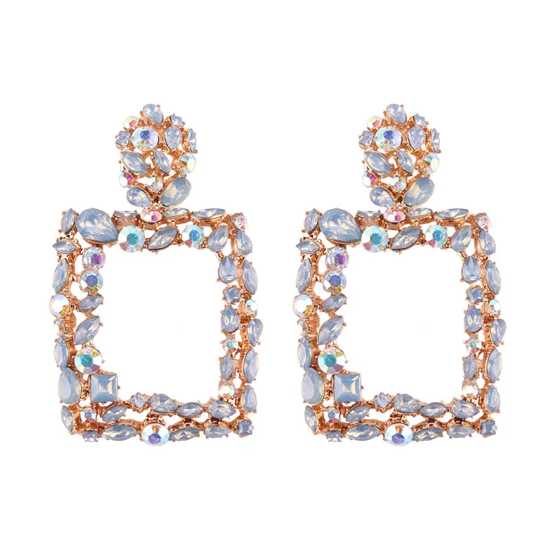 

Exaggerated Trend New Cross-Border Exclusive Set Of Gemstone Alloy Geometry Earrings