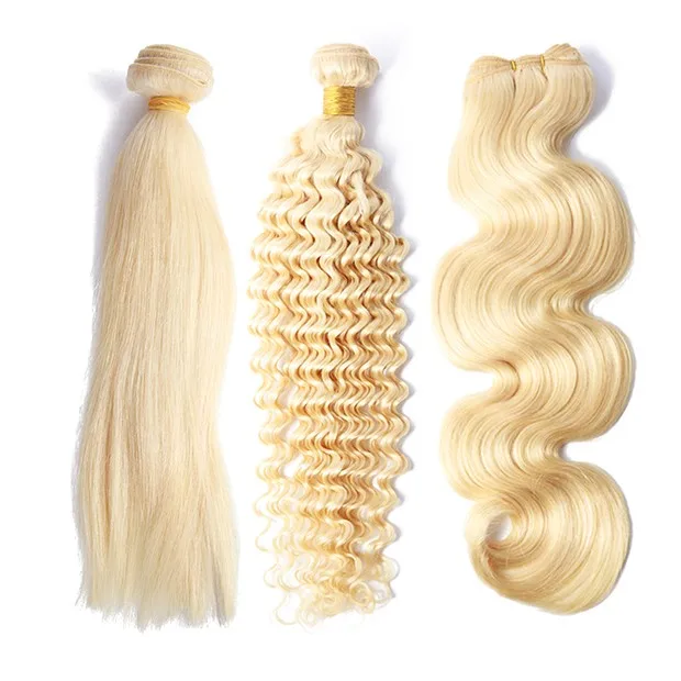 

GS Wholesale human Hair Bundles Deal Virgin Mink Brazilian hair 613 Bundles With Frontal Closure, #613 blonde