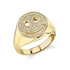 Jewelry design yellow gold diamond happy face pave signet fashion ring finger rings photos