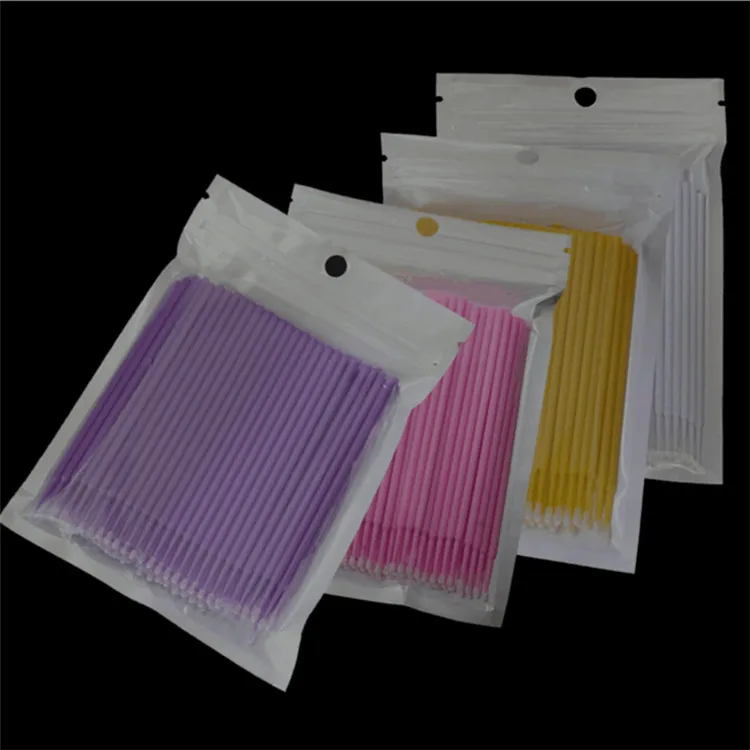 

Wholesale 100 PCS/Bag Colorful Eyelash Extension Disposable Applicator Dental Micro Swab Brush, 8 color