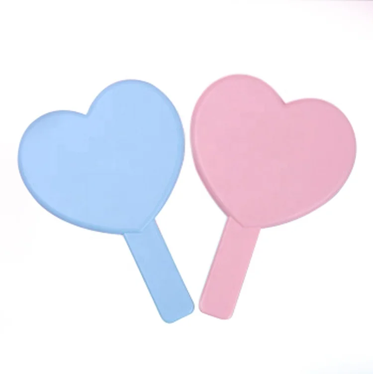 

Fashion Blue/Pink Heart Shape Cosmetic Customized Logo Hand Mirror, Pink/blue