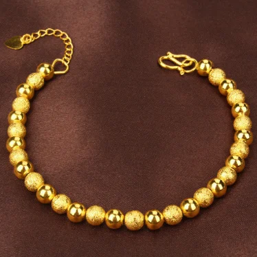 

High quality popular brass 24K sand gold bracelet transfer lucky bead bracelet fashion fine buddhist beads gold jewelry