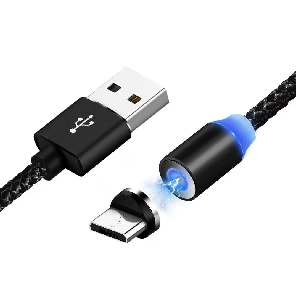 

2.1A 3 in 1 LED Magnetic Charging Cable Upgraded Nylon Braided Magnet USB Charger Cable for Samsung iPhone Charger