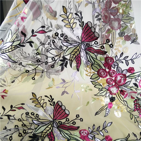 

2019 Colorful embroidery floral lace overlay fabric african lace fabrics tulle