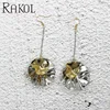 Rakol FE2743 Statement Gold Silver Dangle Lotus Alloy Fold Earrings For Women