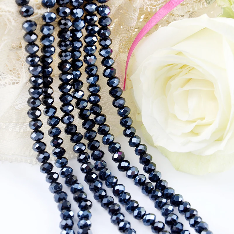 

8mm Hematite beads Glass Crystal Rondelle Faceted Beads for Jewelry Making, Please refer to colour card