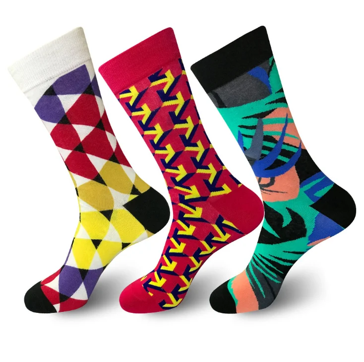 

Ready Ship Customized Bright Colorful Dress Socks Unique Pizza Stylish Colored Stock Happy Socks Mens Cotton, Custom color