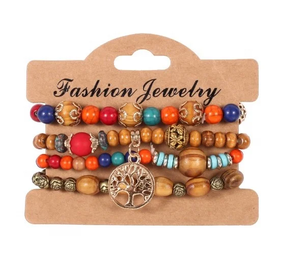 

Bohemian Stone Beads Ladies Retro Multilayer Bracelet Set, Customized color