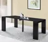 Hot sale cheap modern extension dining table high gloss dinning room table with metal slider