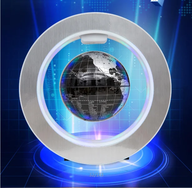 
World map, world political map globe, magnetic levitating and rotating plastic globe 