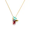 xl01701 Valentine Gift Enamel Crystal Gold Plated Ruby Butterfly Pendant Necklace