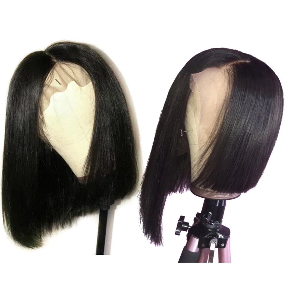 

Straight Lace Front Human Hair Wigs For Black Women With Baby Hair Glueless Pre Plucked Brazilian Remy Short Bob Wig, N/a