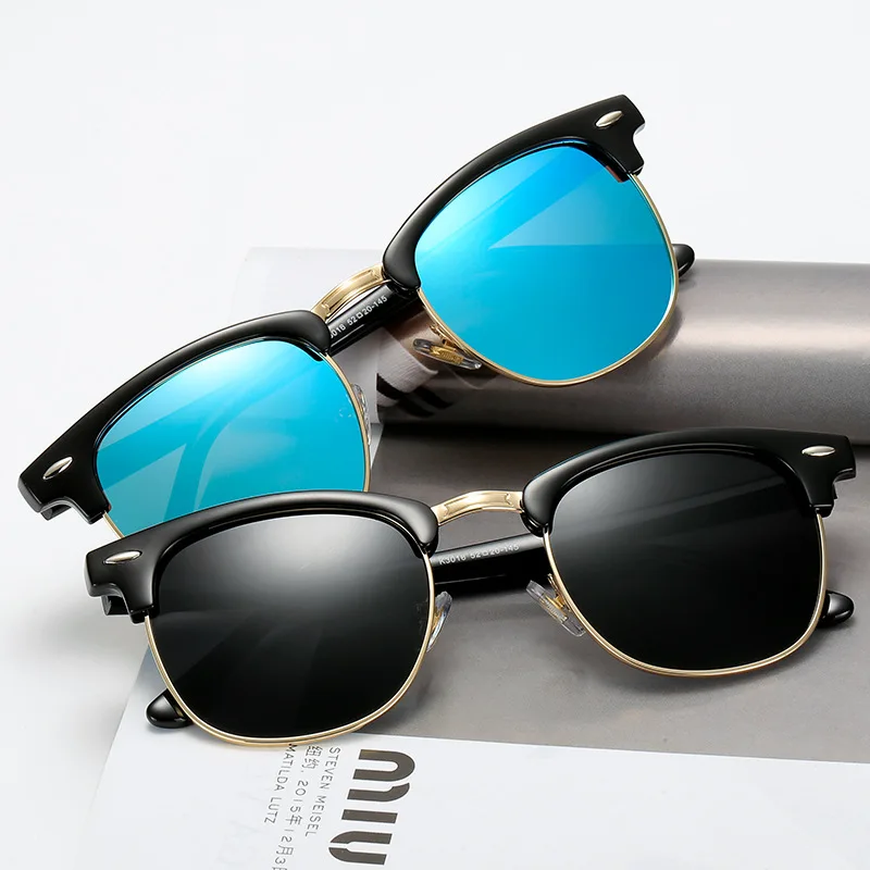 

CL3016 Create Your Own Brand logo sunglasses mens polarized Mirror Metal Half Frame Sun Glasses, Custom colors