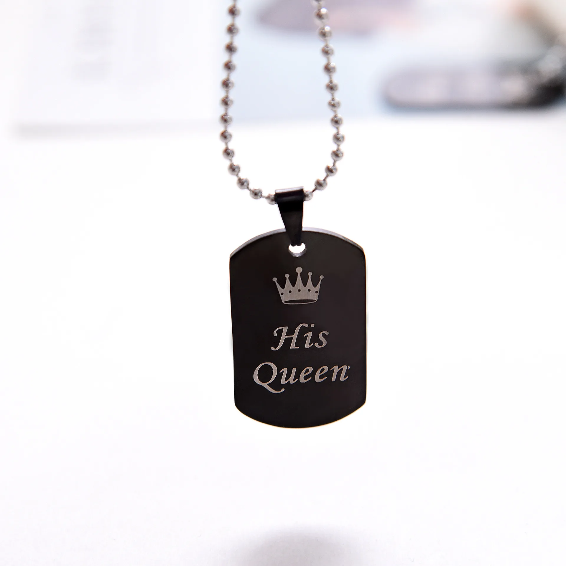 

Wholesale Customised Crown Titanium Steel Personalised Men Necklace, Black