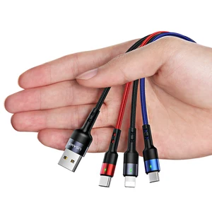 USAMS Nylon Braided 3 1 Fast Charge Cable iPhone & Micro USB