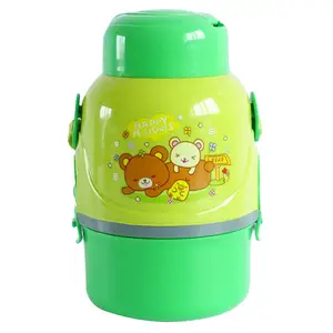 Image of portable rope colorful cute children bottle water kids water bottle with straw bpa free and lunch box