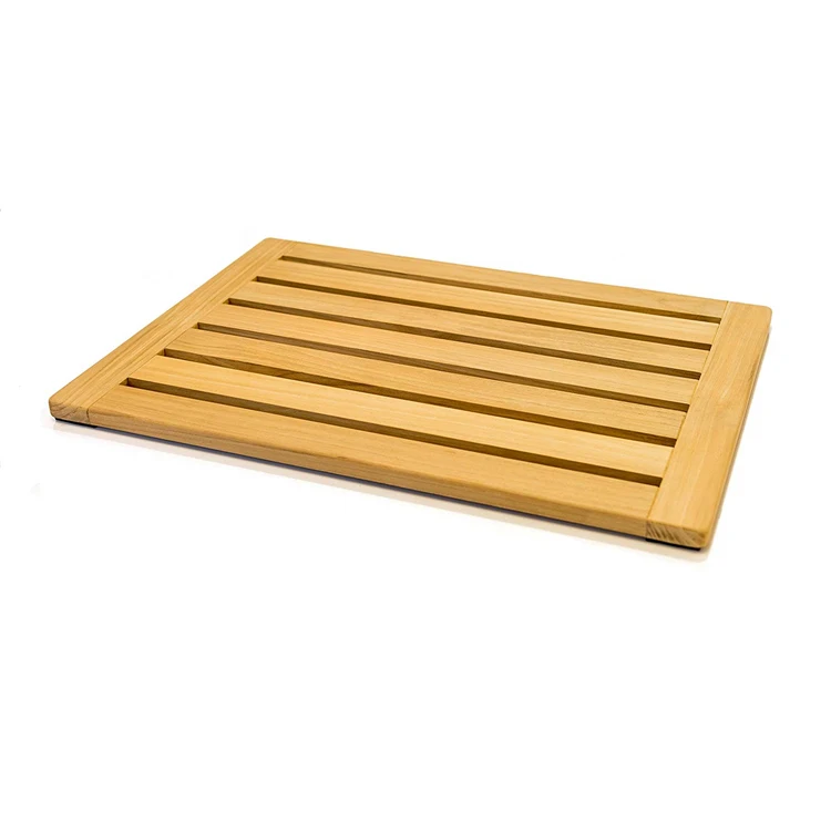 

Natural Teak Wood Non-Slip Bath Shower Mat, Customized