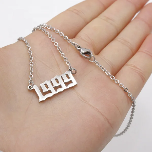 

Special Birthday Gift Birth Year Necklace Personalized Number Necklace, As pictures