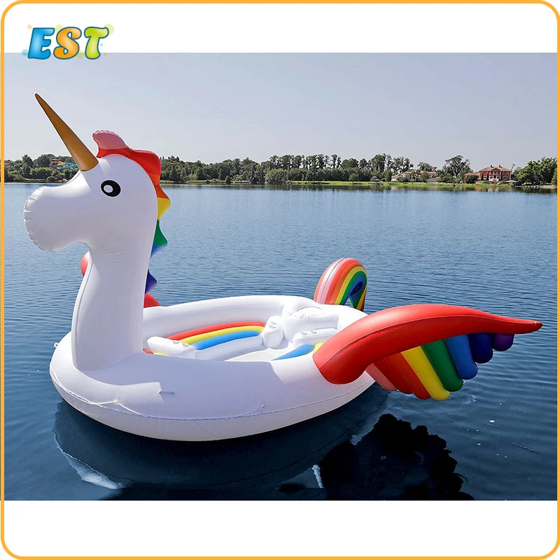 

Flamingo Inflatable Party island Rainbow Inflatable Unicorn Pool Float inflatable Party Bird Island, Pink or white