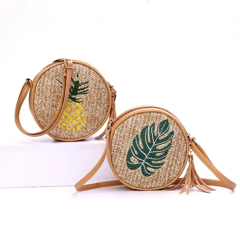 

Wholesale High Quality Designer Embroidery Straw Lady Handbag Messenger Bag
