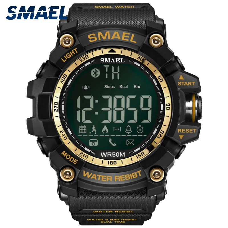 

Smael 1617B Fashion Mens Bluetooth Smart Watches Military Army Sport Dual Time Quartz Led Digital Wristwatch Clock, 10 colors