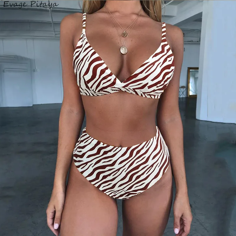 

hot sale high leg padded Printing mix color high waist V neck fashion girls sexy micro bikini extreme