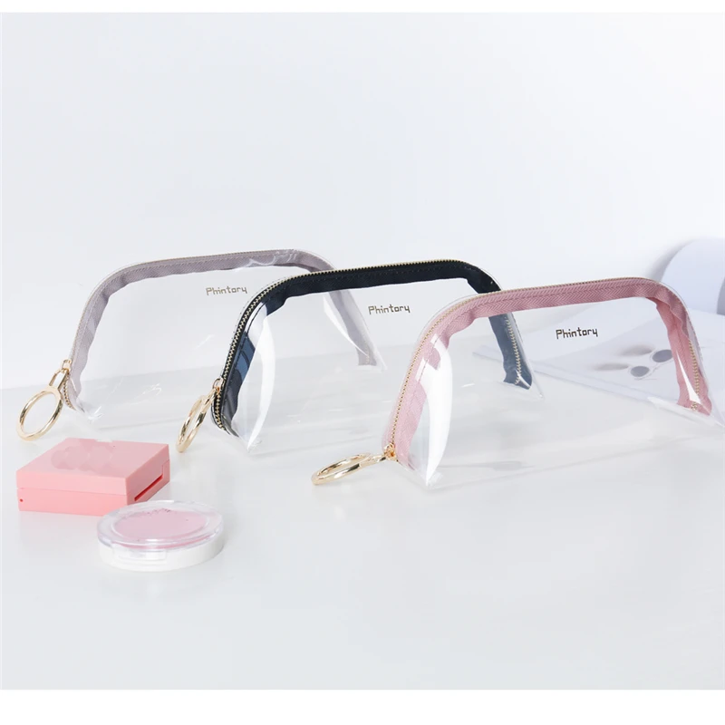 

Simple Transparent Waterproof Travel Bag pink Korean TPU Cosmetic Bag Travel Essential Storage Bag Jelly Package Organizer