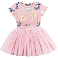 

Wholesale baby frock designs short sleeve pink soft tulle tutu children girl dress