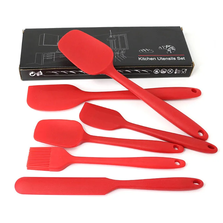 

6 Piece Non Stick Premium Silicone Spatula Set Heat Resistant Spatula Kitchen Utensils Set for Cooking, Red, black or customized