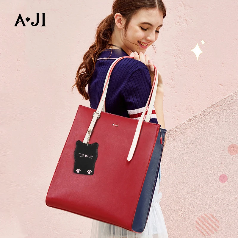 

AJI Brand Large Capacity Women Tote Bags Ladies Handbags Custom One Shoulder PU Shopping Bag, Customizable