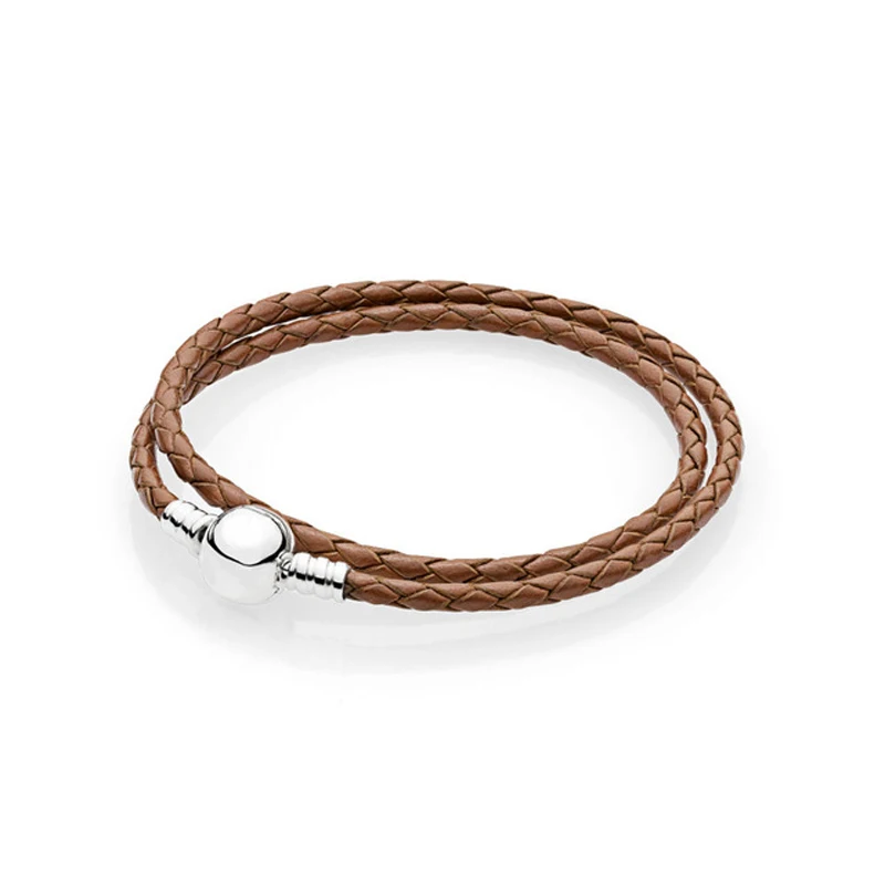 

Engraved Color Braided Leather Bracelet Men & Women Genuine 925 Sterling Silver Clasp Round Ball Shape Wholesale 2019 Jewelry, Silver color