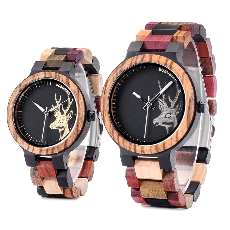 

2020 BOBO BIRD lovers wristwatch wooden watches for men and women with deer for couple
