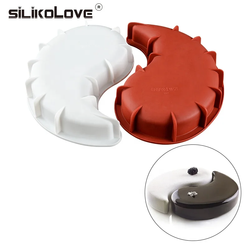 

SILIKOLOVE 100% Food Grade Silicone Funny Water Drop Shape Yin And Yang Silicone Baking Tools For Cake Mousse Chiffon