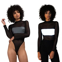 

women fashion mesh reflective bodysuit OB4541