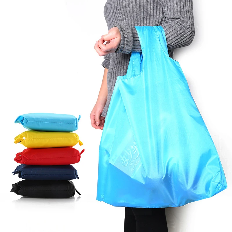 

Travelsky Large supermarket Grocery Bag nylon reusable woven foldable shopping bags, Black,blue