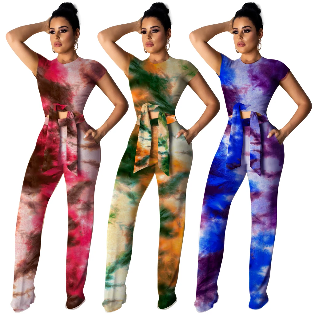 

Hot sale plus size women 2 piece printed dye jumpsuite