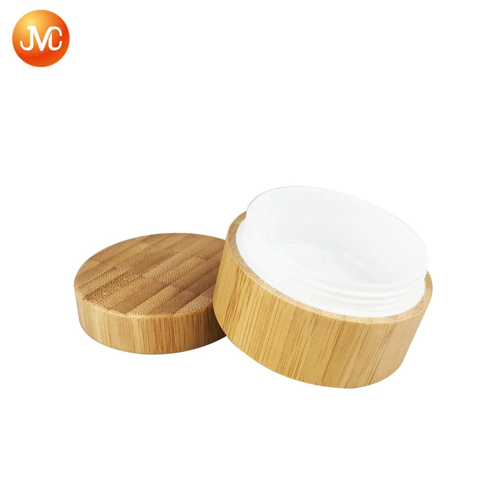 
Custom Bamboo Cosmetic Jar Empty round Facial Cream Container 
