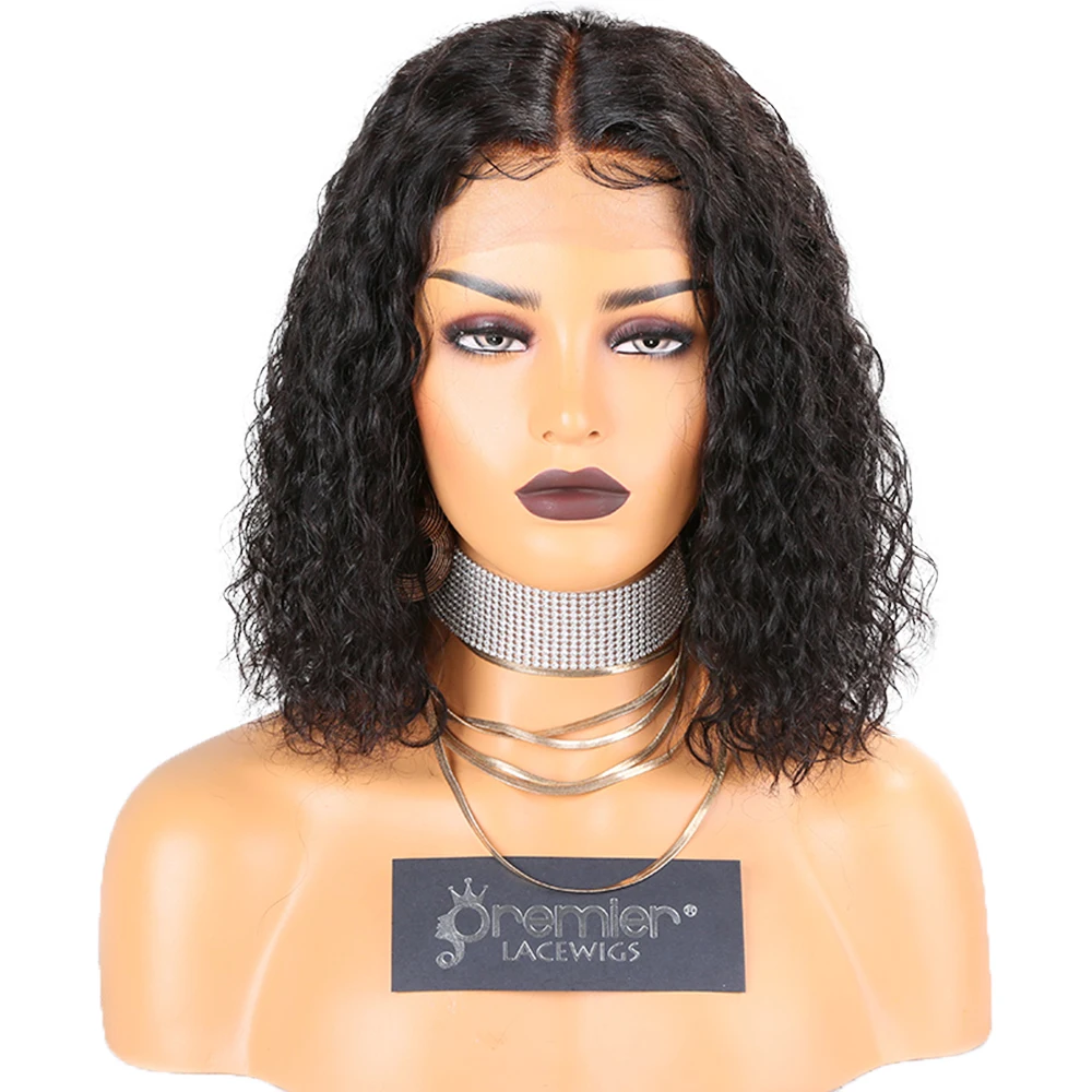 

Premier 12 Inch Curly Bob Brazilian Hair Lace Front Wig With Pre Plucked Hairline