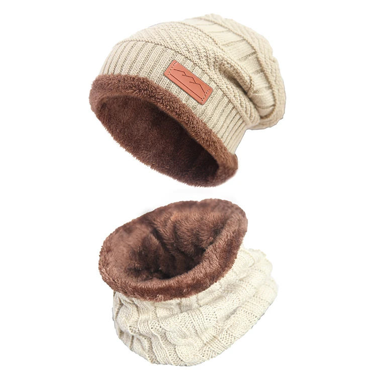 
Wholesale Autumn Winter Men Women Knitted Beanie Hats and Scarf Sets 