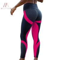 

Honeycomb Printed Yoga Pants Women Push Up Sport Leggings Tight Trouser