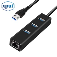 

Aluminum 3-Port USB 3.0 Hub with RJ45 Gigabit Ethernet Port LAN Network Adapter for Laptop PC Computer USB