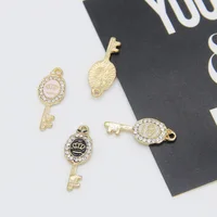 

Enamel key Charms Gold Tone Crown Design Key Shape Pendant Oil Drop Key Pendants DIY Necklace Accessories Wholesale